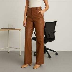 Aritzia Wilfred Free Ascendant Pant 2 Rust Brown Vegan Leather High Rise Utility